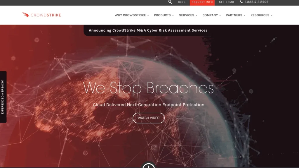 CrowdStrike Falcon console dashboard.