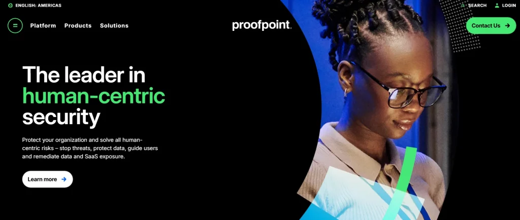 Proofpoint dashboard preventing outbound email threats, featured among AI data security apps 2025.