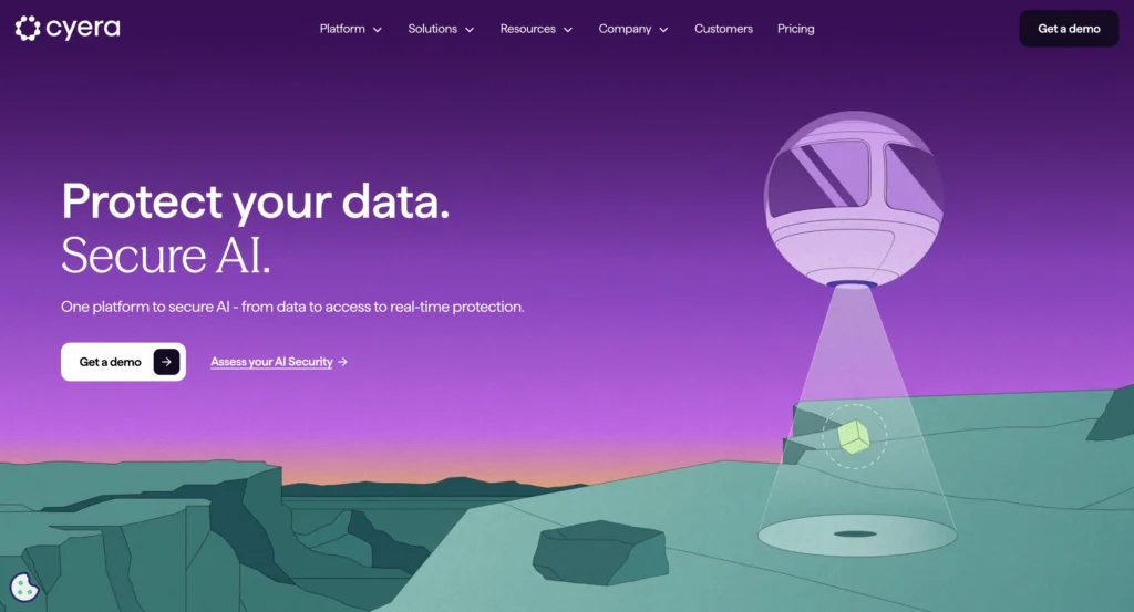 Cyera AI platform securing sensitive data with automated discovery classification and protection across cloud SaaS and on-prem systems