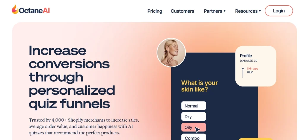 Octane Shopify AI Chatbot for quiz funnels and personalized product recommendations.