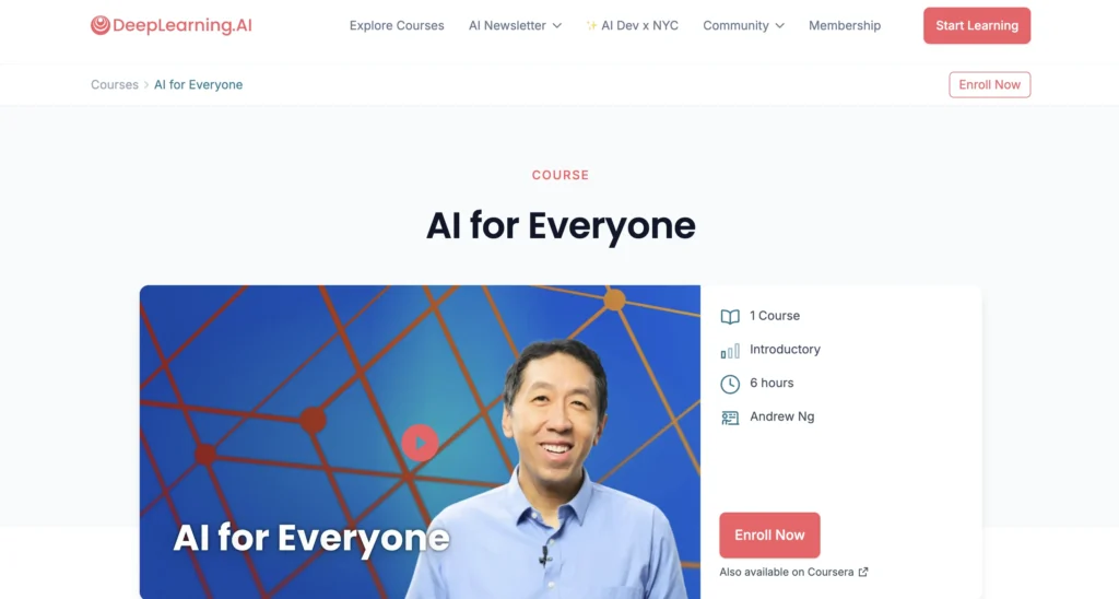 DeepLearning.AI AI for Everyone course