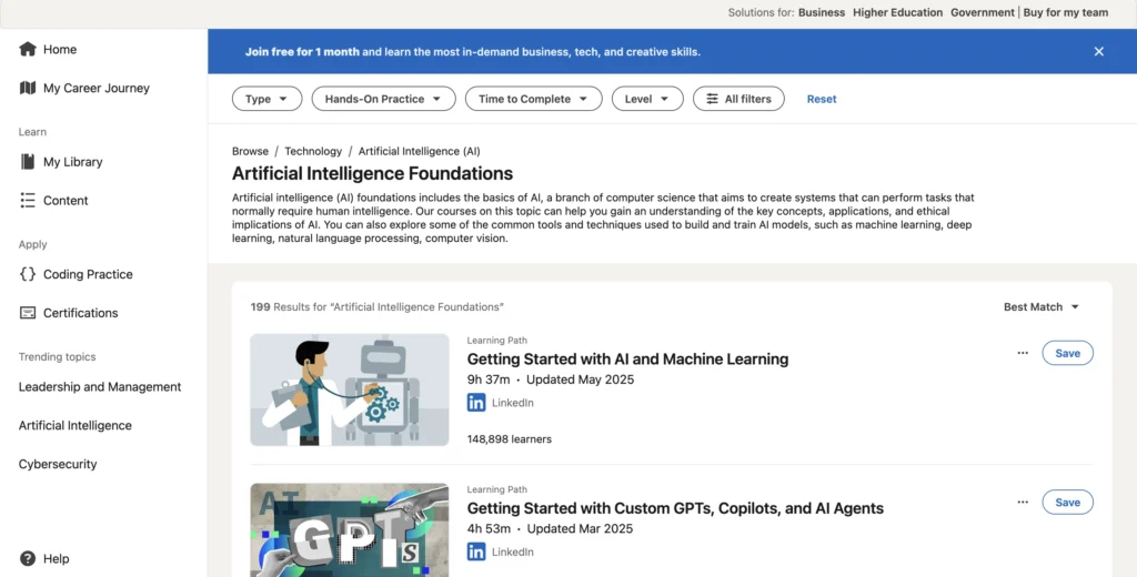 LinkedIn Learning AI Foundations course