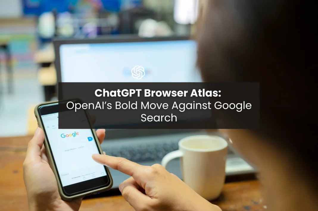 A user using both the browsers- chatgpt browser on his laptop and google search on his phone