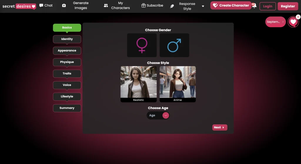 Secret Desires website