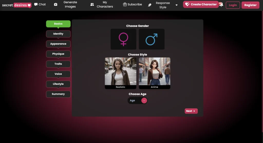 Secret Desires website