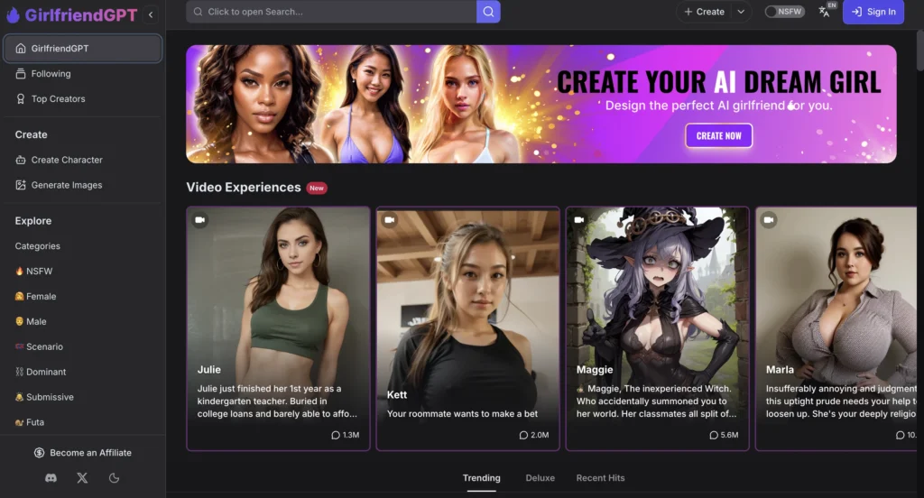 GirlfriendGPT website