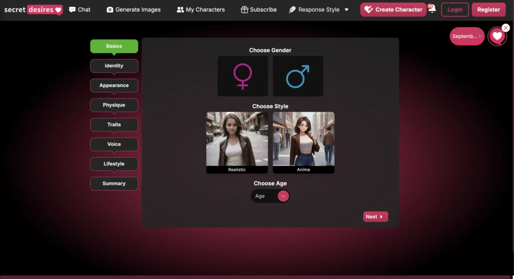 Secret Desires website