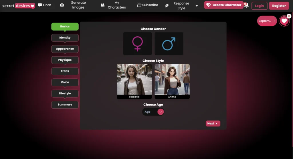 Secret Desires website