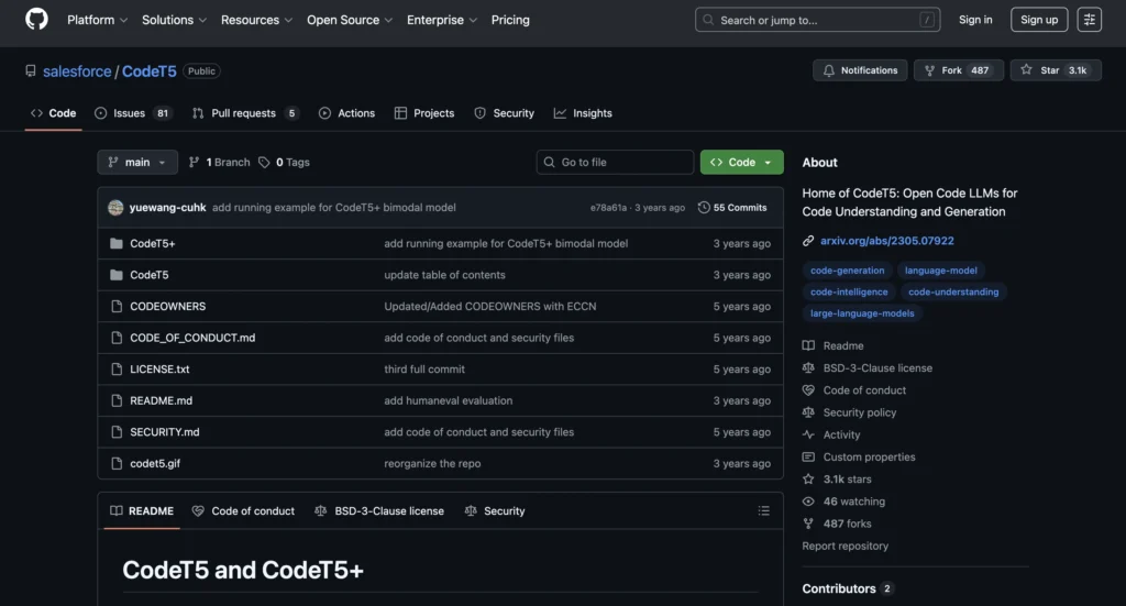 CodeT5 open-source AI coding assistant interface