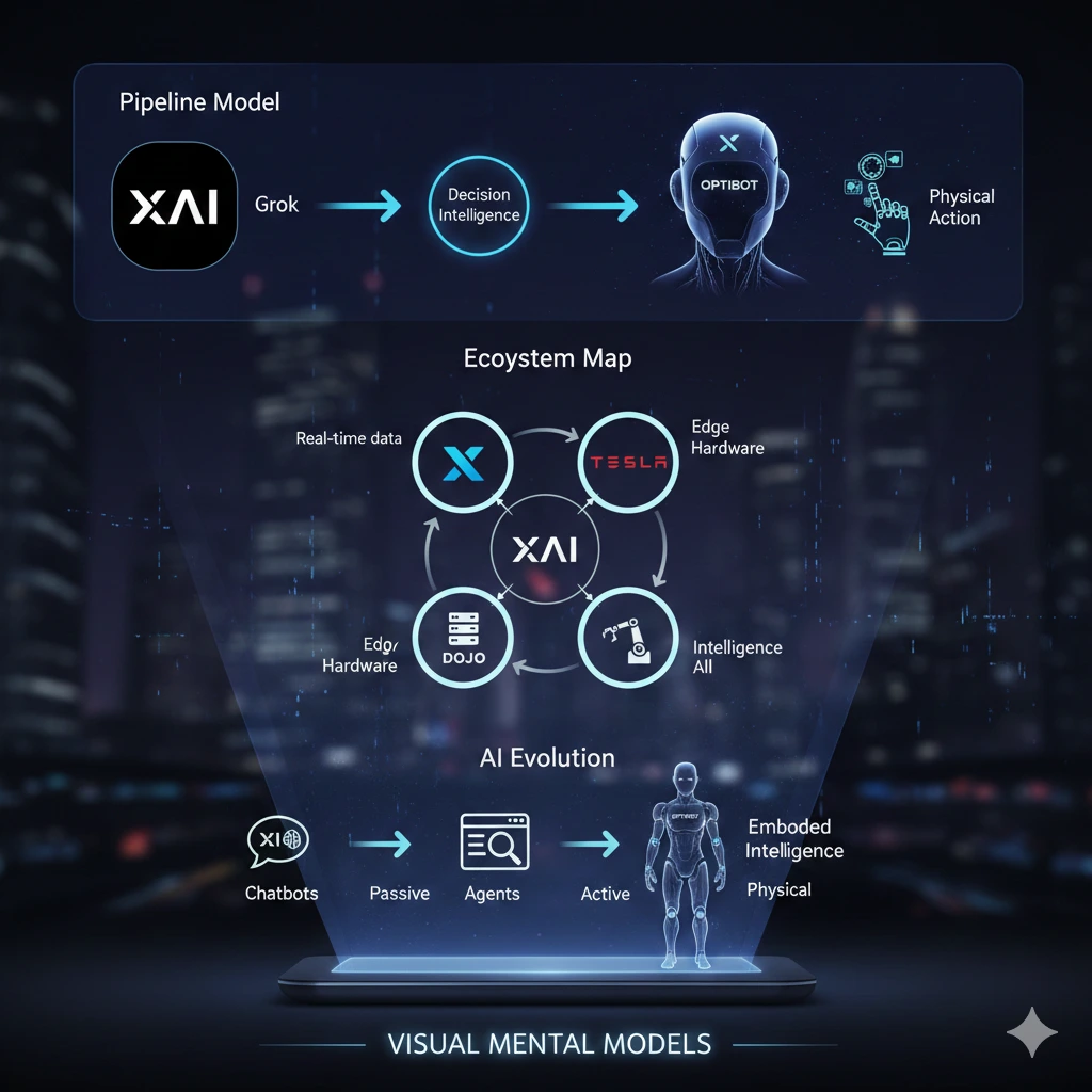 Conceptual frameworks showing Musk’s AI strategy