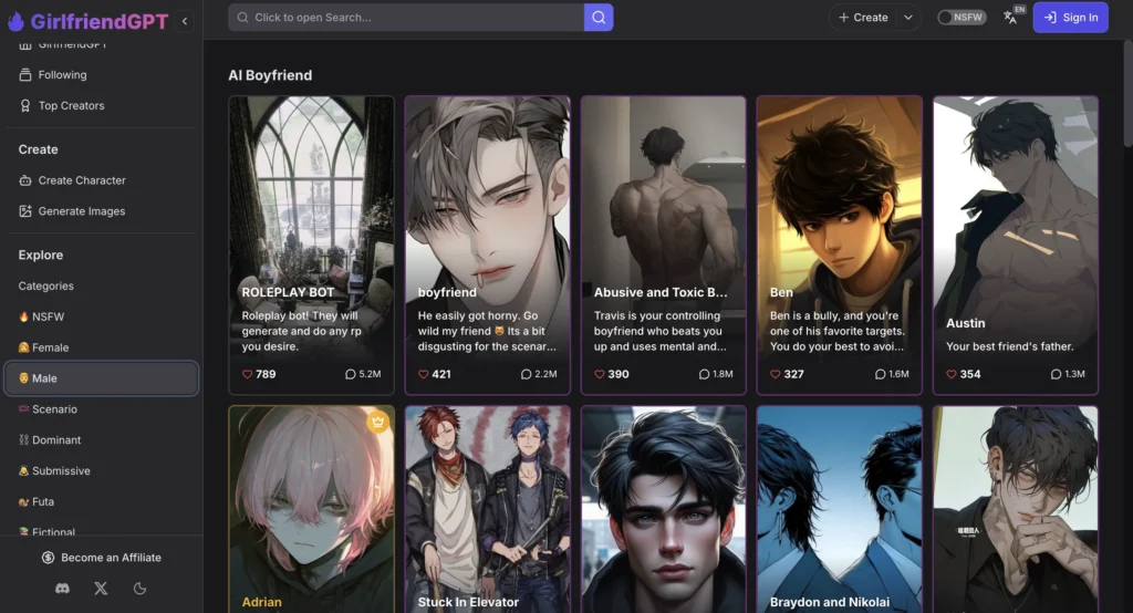 GirlfriendGPT website