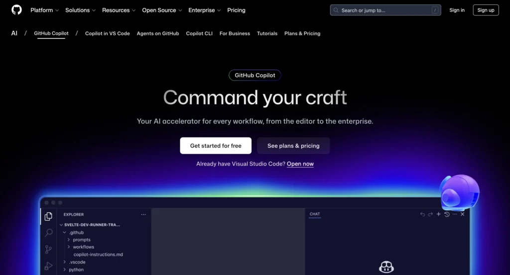 GitHub Copilot AI coding assistant interface inside code editor