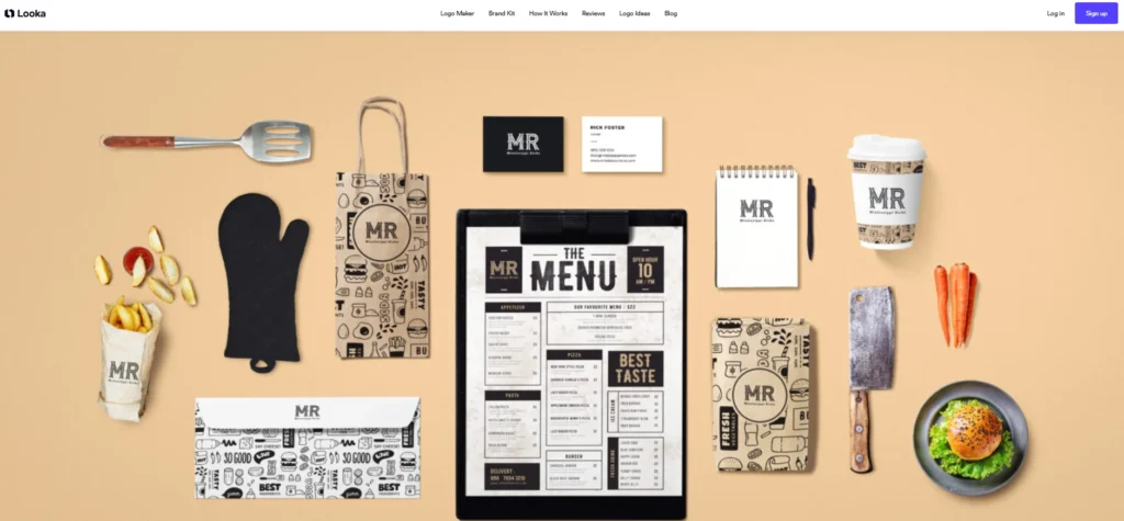 Looka logo generator demonstrating rapid branding via AI tools for creativity.