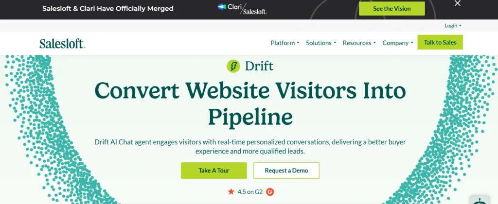 Drift AI chatbot for business designed for lead capture and sales conversations
