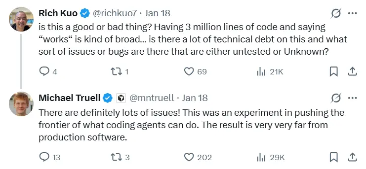 Michael Truell explains the AI-built browser experiment as users question its real-world reliability