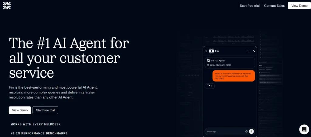 Intercom Fin AI chatbot for business resolving customer support queries in real time
