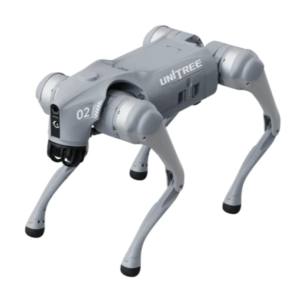 Unitree Go2 quadruped robot demonstrating agility and obstacle avoidance at Robotics and AI Summit.