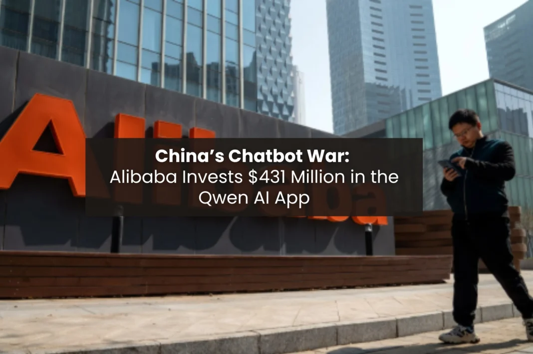Alibaba headquarters as the company invests $431 million to promote the Qwen AI app amid China’s chatbot competition