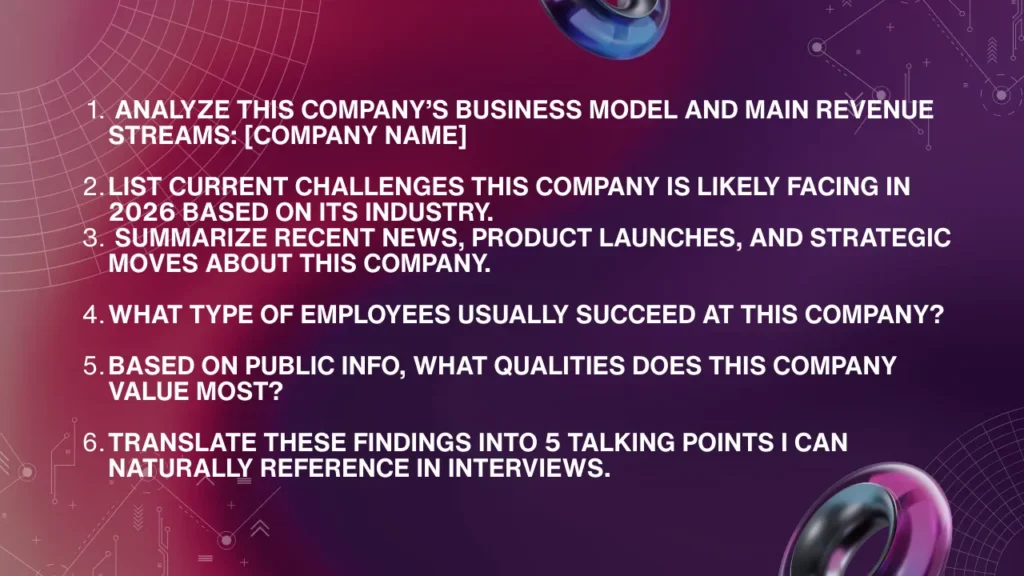 ChatGPT prompts for researching a company before a job interview