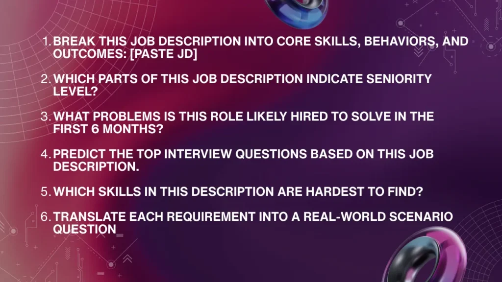 Using ChatGPT to analyze a job description for interview preparation