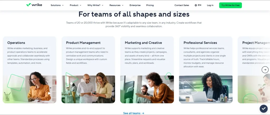 Wrike workflow management dashboard used for marketing and creative project coordination.