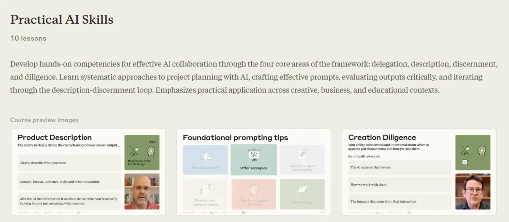 Anthropic free AI courses AI Fluency Framework Foundations course overview