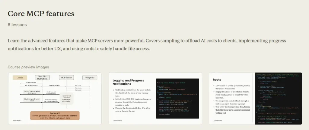 Model Context Protocol advanced features course Anthropic MCP training