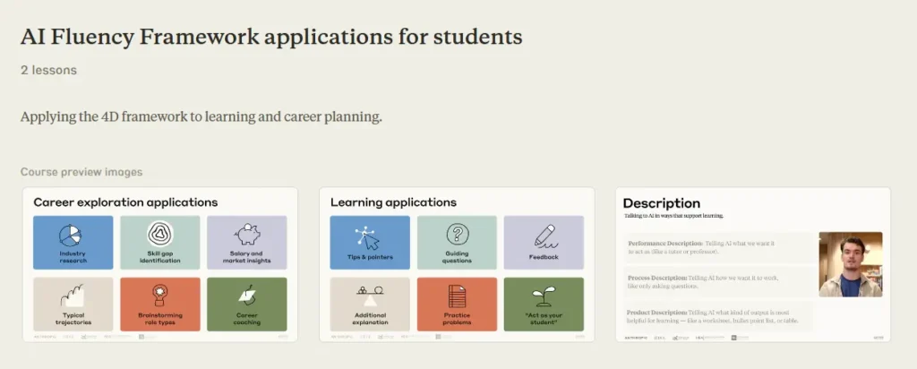 AI Fluency for students course AI learning applications academic productivity