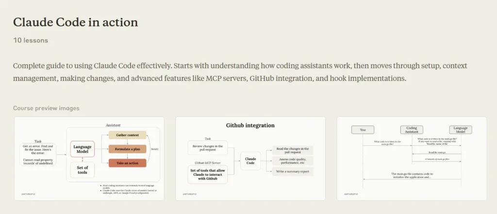 Claude Code in action course AI coding assistant workflow example