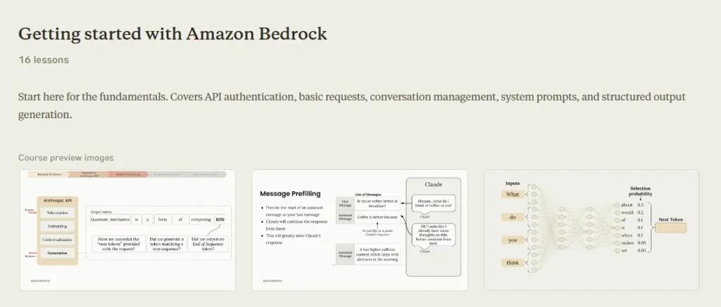 Claude with Amazon Bedrock course API integration AWS AI training Anthropic