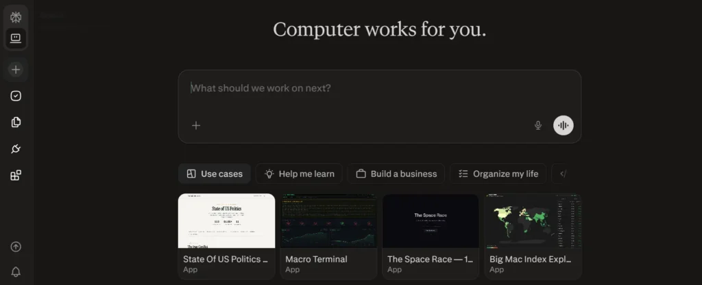 A student using an AI research assistant interface similar to Perplexity AI to find sources, summarize information, and speed up academic research workflow.