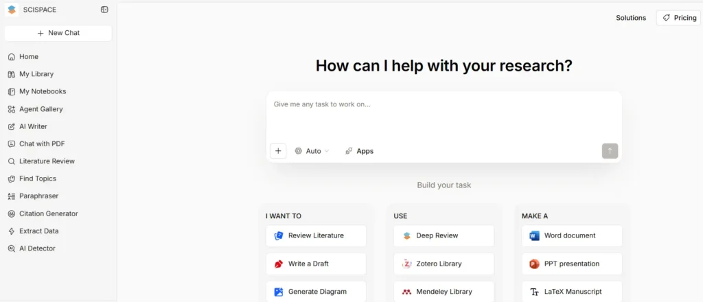 SciSpace interface helping students analyze, simplify, and understand academic research papers using AI tools.