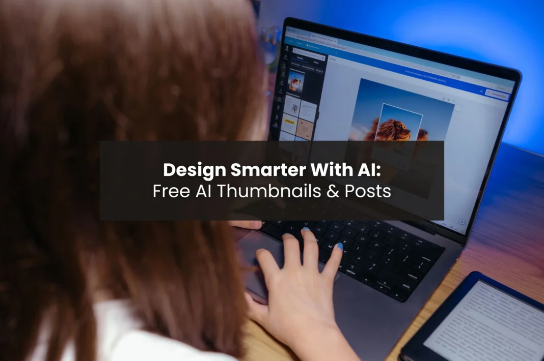 Featured image showing AI tools for thumbnails and social media graphics, moreover highlighting free design platforms.