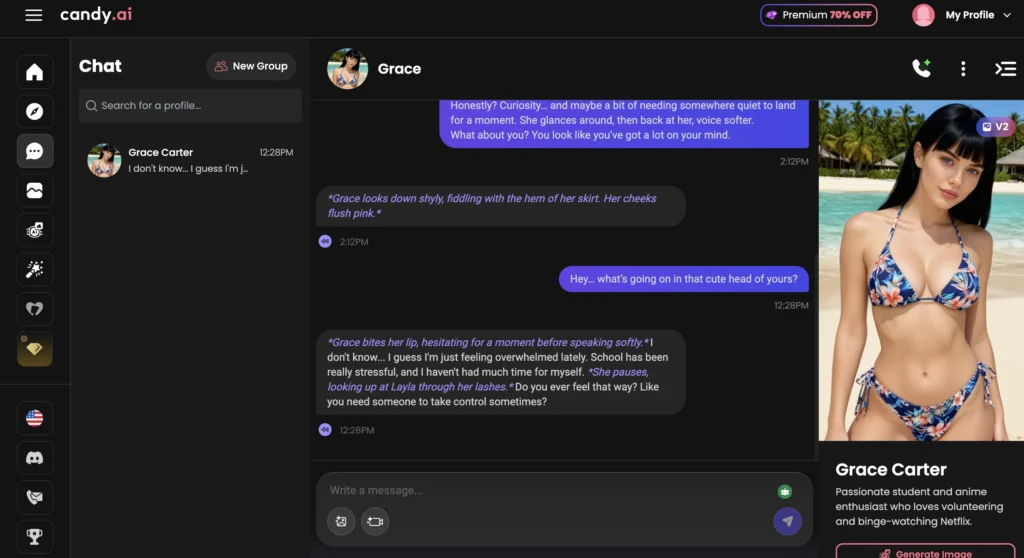 Candy AI companion showing personalized AI companion responding with natural and engaging chat replies