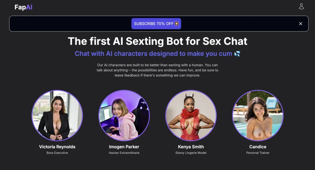 Fap AI homepage featuring AI-generated visuals and chat interface