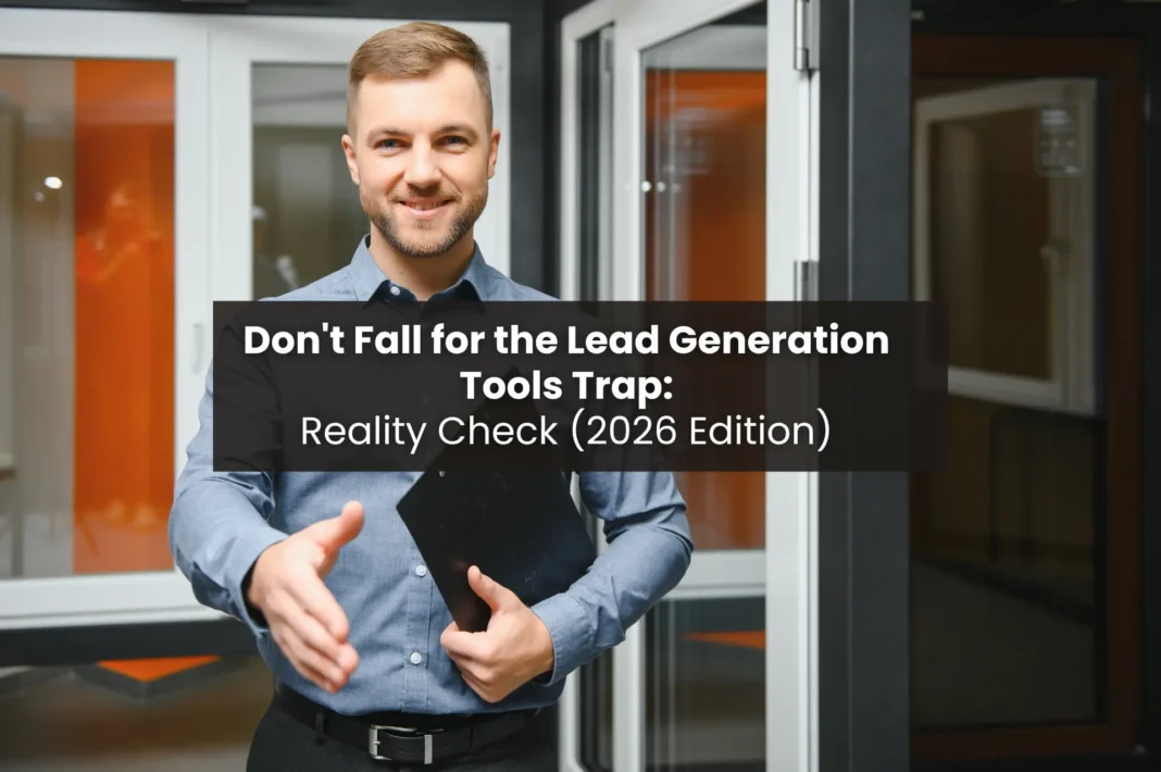 Professional businessman extending a handshake in an office setting, representing outreach and relationship building in lead generation tools strategies.