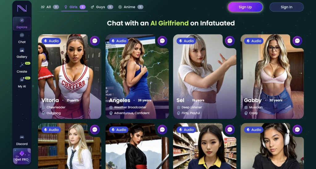 Infatuated AI app showing personalized AI companion