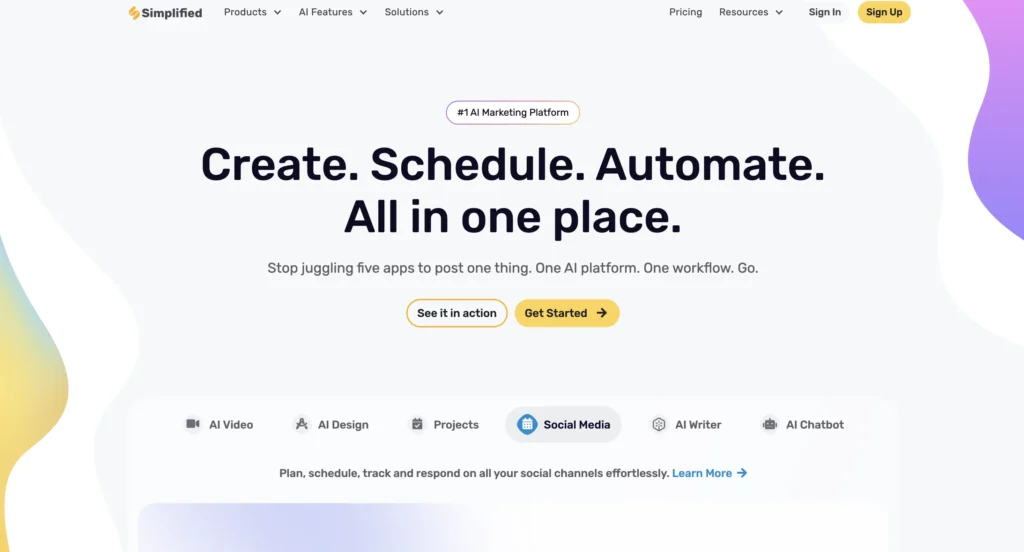 Simplified homepage showing AI writing platform