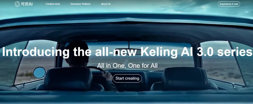 Kling AI 3.0 video generation platform homepage for free AI tools for content creation