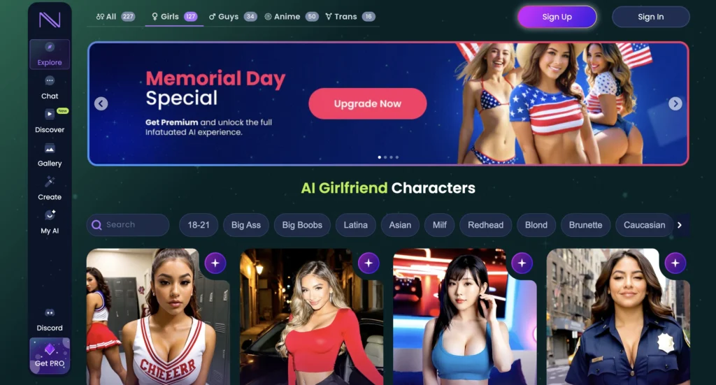 Story-driven AI romance companion where Infatuated AI delivers emotional lesbian storytelling and relationship progression.