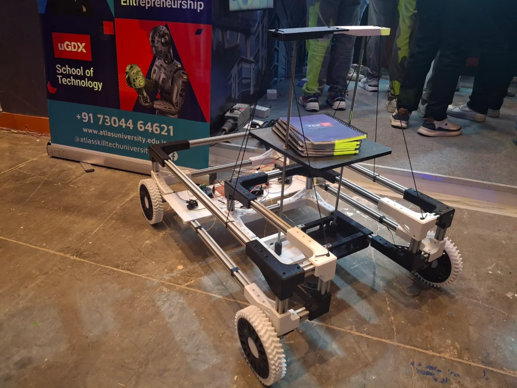 Robots from Atlas University automate warehouse tasks such as sorting, picking, and inventory management.