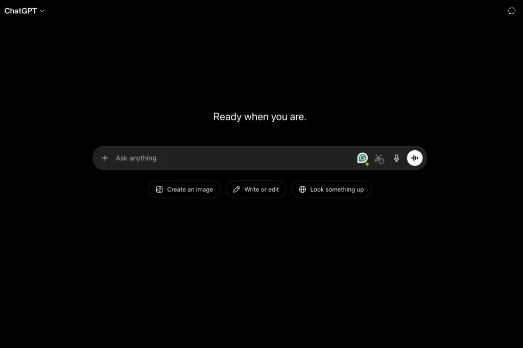 ChatGPT interface showcasing AI-powered content creation, research assistance, and productivity features for freelancers.