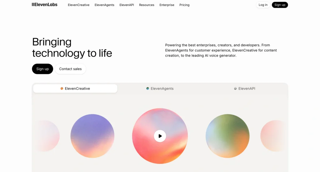 ElevenLabs homepage