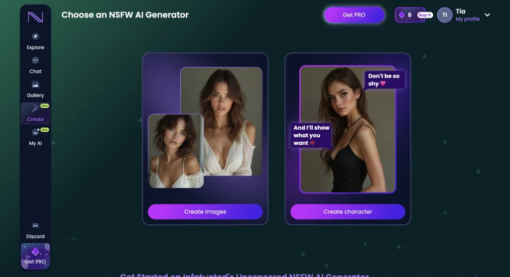 AI companion generating custom images and videos within the Infatuated AI platform.