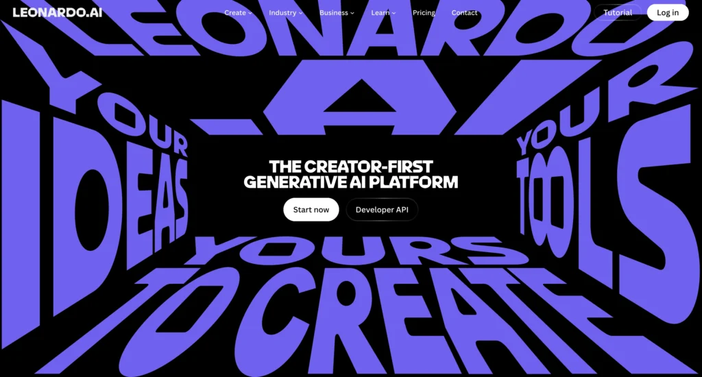 Leonardo AI homepage