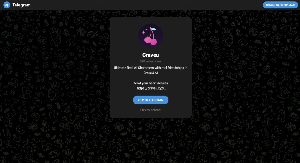 Screenshot of CraveU AI dashboard