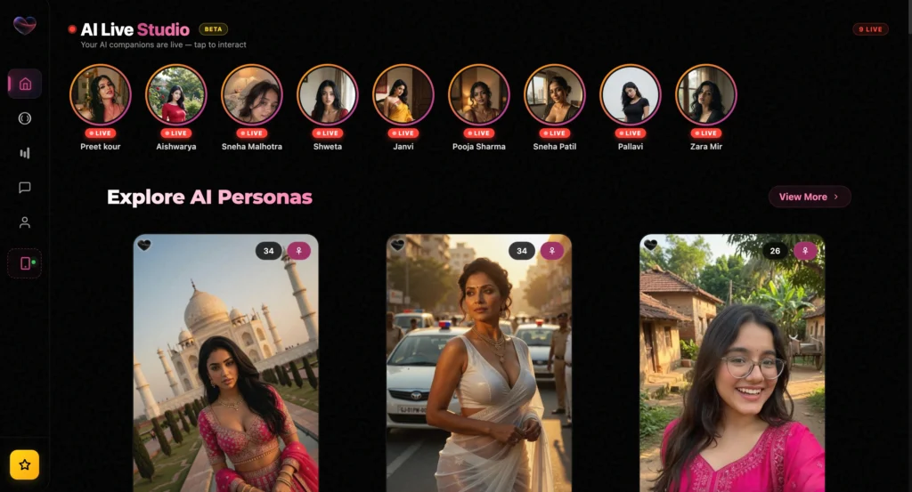 Homepage of HeartEcho displaying a Hindi and Hinglish AI chatbot with native language understanding and emotional conversations.