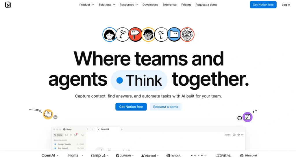 Notion AI homepage featuring AI-powered writing and productivity tools as an alternative to AutoGPT.