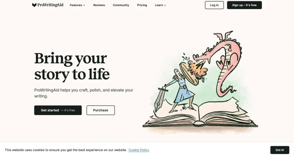 ProWritingAid homepage.