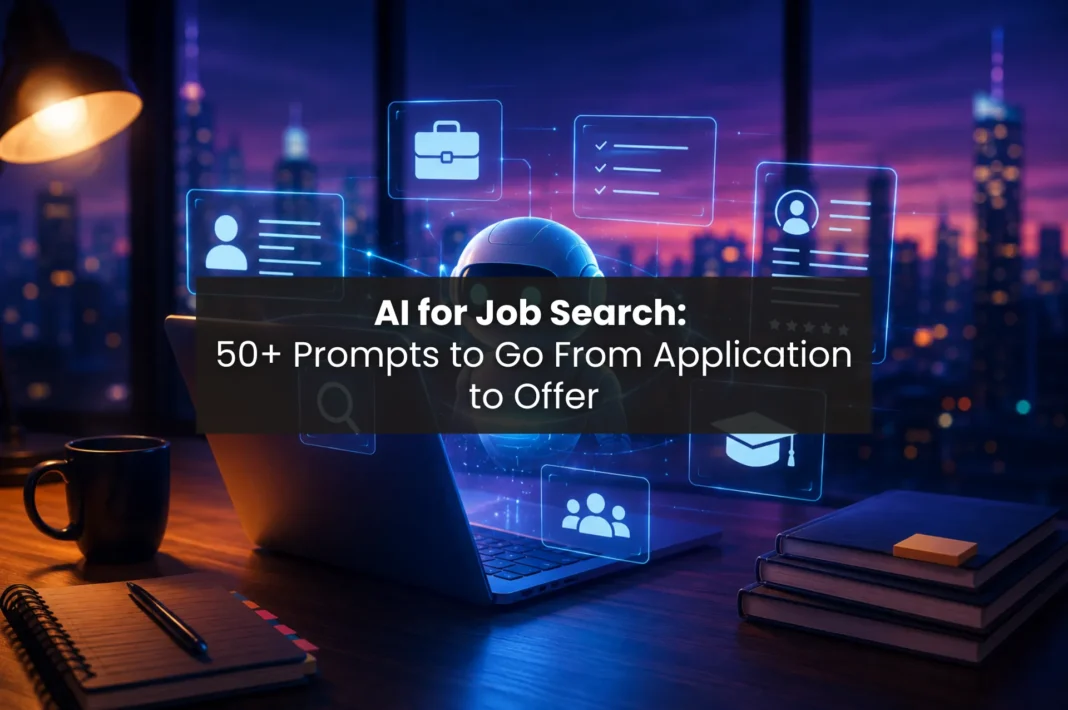 AI robot assistant helping with job search tasks including resume, applications, and networking